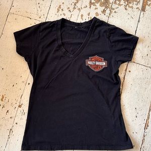 Vintage Y2K Harley Davidson Nags Head Ladies V-Neck Tee T Shirt